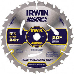 Irwin - 6-1/2" Diam, 5/8" Arbor Hole Diam, 18 Tooth Wet & Dry Cut Saw Blade - Carbide-Tipped, Framing & Ripping Action, Standard Round Arbor - Best Tool & Supply