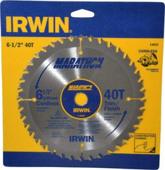 Irwin - 6-1/2" Diam, 5/8" Arbor Hole Diam, 40 Tooth Wet & Dry Cut Saw Blade - Carbide-Tipped, Trimming Action, Standard Round Arbor - Best Tool & Supply