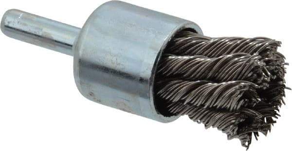 Anderson - 3/4" Brush Diam, Knotted, End Brush - 1/4" Diam Shank, 22,000 Max RPM - Best Tool & Supply