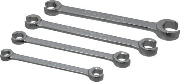 Blackhawk by Proto - 4 Piece, 3/8" x 7/16" to 3/4" x 1", Flare Nut Wrench Set - Inch Measurement Standard, Full Polish Finish, Comes in Vinyl Roll - Best Tool & Supply