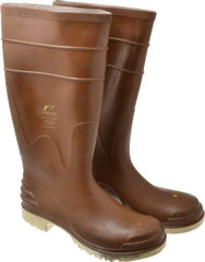 OnGuard - Size 8 Steel Knee Boot - Brown, PVC Upper, 16" High, Chemical Resistant, Non-Slip - Best Tool & Supply