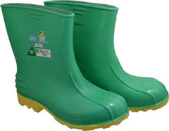 Dunlop Protective Footwear - Men's Size 11-12 Medium Width Steel Knee Boot - Green, PVC Upper, 11" High, Chemical Resistant, Non-Slip - Best Tool & Supply