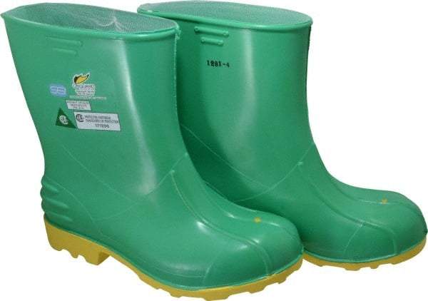 Dunlop Protective Footwear - Men's Size 9-10 Medium Width Steel Knee Boot - Green, PVC Upper, 11" High, Chemical Resistant, Non-Slip - Best Tool & Supply