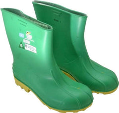 Dunlop Protective Footwear - Men's Size 6-8 Medium Width Steel Knee Boot - Green, PVC Upper, 11" High, Chemical Resistant, Non-Slip - Best Tool & Supply