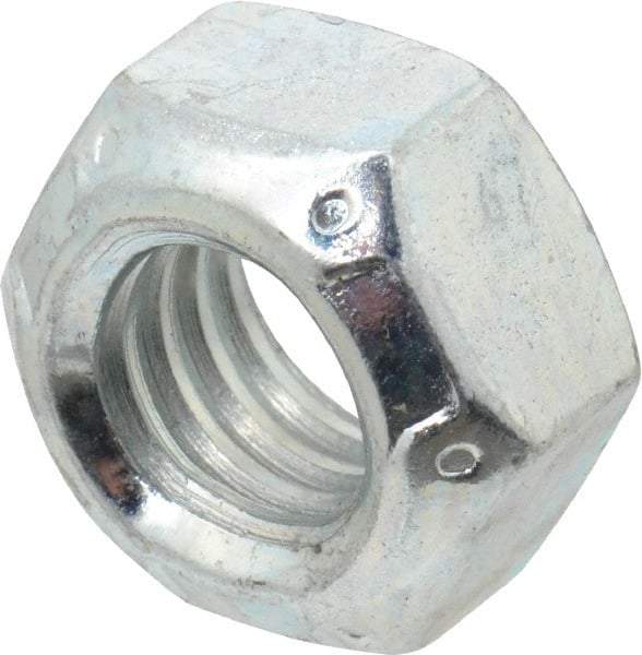 Value Collection - 7/16-14 UNC Grade C Hex Lock Nut with Distorted Thread - 11/16" Width Across Flats, 3/8" High, Cadmium Clear-Plated Finish - Best Tool & Supply