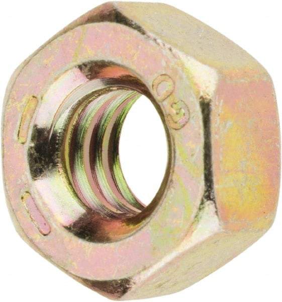 Value Collection - 1/4-20 UNC Steel Right Hand Hex Nut - 7/16" Across Flats, 7/32" High, Zinc Yellow Dichromate Finish - Best Tool & Supply