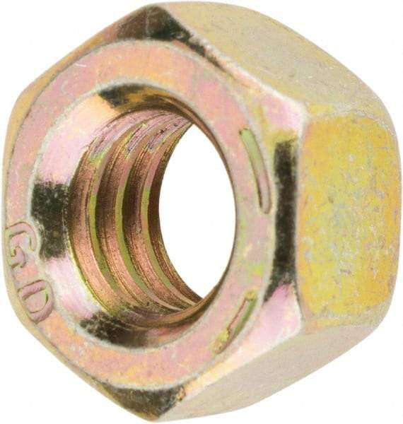 Value Collection - 5/16-18 UNC Steel Right Hand Hex Nut - 1/2" Across Flats, 17/64" High, Zinc Yellow Dichromate Finish - Best Tool & Supply