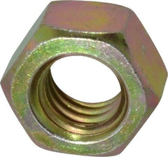 Value Collection - 7/16-14 UNC Steel Right Hand Hex Nut - 11/16" Across Flats, 3/8" High, Zinc Yellow Dichromate Finish - Best Tool & Supply