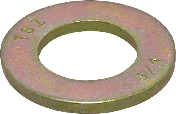 Value Collection - 3/4" Screw, Grade 8 Steel SAE Flat Washer - 13/16" ID x 1-1/2" OD, 9/64" Thick, Zinc Yellow Dichromate Finish - Best Tool & Supply