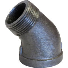 Black Pipe Fittings; Fitting Type: Street Elbow; Fitting Size: 1/4″; Material: Malleable Iron; Finish: Black; Fitting Shape: 45 ™ Elbow; Thread Standard: NPT; Connection Type: Threaded; Lead Free: No; Standards:  ™ASME ™B1.2.1; ASME ™B16.3