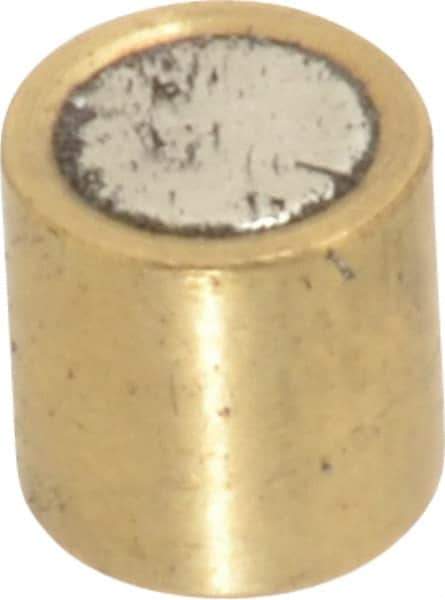 Mag-Mate - 1/4" Diam x 1/4" High, 0.63 Lb Average Pull Force, 1-1/4 Lb Max Pull Force, Neodymium Rare Earth Shielded Magnet - Brass Shield, 0.032" Shielding Wall Thickness - Best Tool & Supply