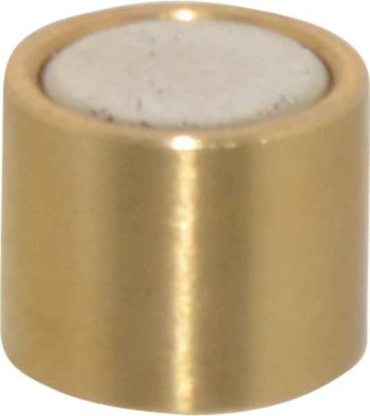 Mag-Mate - 5/16" Diam x 1/4" High, 1 Lb Average Pull Force, 2 Lb Max Pull Force, Neodymium Rare Earth Shielded Magnet - Brass Shield, 0.032" Shielding Wall Thickness - Best Tool & Supply