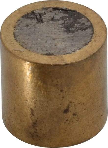 Mag-Mate - 1/2" Diam x 1/2" High, 3-1/2 Lb Average Pull Force, 7 Lb Max Pull Force, Neodymium Rare Earth Shielded Magnet - Brass Shield, 0.062" Shielding Wall Thickness - Best Tool & Supply