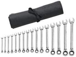 GearWrench - 16 Piece, 8mm to 25mm, 6 Point Combination Wrench Set - Metric Measurement Standard, Chrome Finish, Comes in Vinyl Pouch - Best Tool & Supply