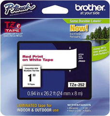 Brother - 7.8" Wide, Red on White Label Tape - For Label Maker - Best Tool & Supply