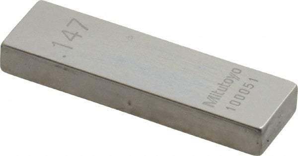 Mitutoyo - 0.147" Rectangular Steel Gage Block - Accuracy Grade AS-1, Includes Certificate of Inspection - Best Tool & Supply