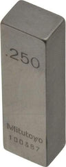 Mitutoyo - 0.25" Rectangular Steel Gage Block - Accuracy Grade AS-1, Includes Certificate of Inspection - Best Tool & Supply