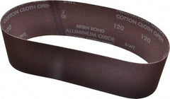 Norton - 3" Wide x 24" OAL, 120 Grit, Aluminum Oxide Abrasive Belt - Aluminum Oxide, Fine, Coated, X Weighted Cloth Backing, Series R228 - Best Tool & Supply