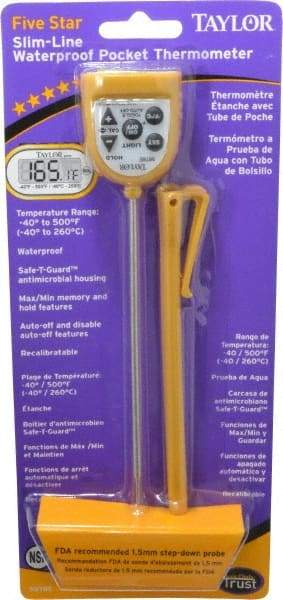 Taylor - -58 to 500°F Pocket Digital Thermometer - LCD Display, 1.5 Volts - Best Tool & Supply