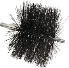 Schaefer Brush - 4-1/2" Brush Length, 6-1/2" Diam, Double Stem, Double Spiral Tube Brush - 7-1/2" Long, Tempered Steel Wire, 1/4" NPT Male Connection - Best Tool & Supply