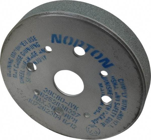 Norton - 6" Diam, 4" Hole Size, 1" Overall Thickness, 80 Grit, Type 2 Tool & Cutter Grinding Wheel - Medium Grade, Silicon Carbide, I Hardness, Vitrified Bond, 3,600 RPM - Best Tool & Supply