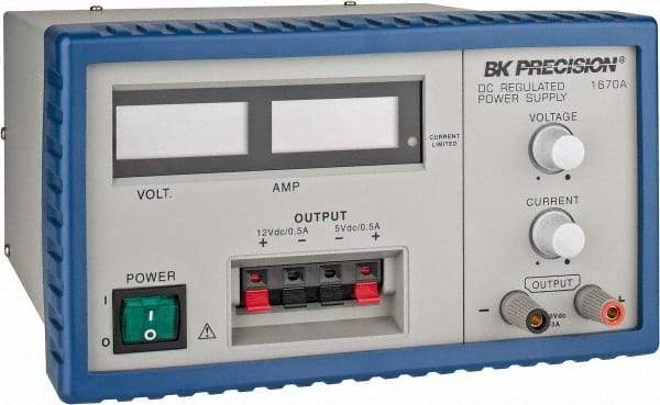 B&K Precision - 165 Watt, 0 to 3 Amp, 0 to 30V, 12V, 5V Output, Power Supply - 3 Outputs, 8-1/2 Inch Wide x 9-1/2 Inch Deep x 4.9 Inch High, 32 to 104°F, 3 Digit, LCD Display - Best Tool & Supply