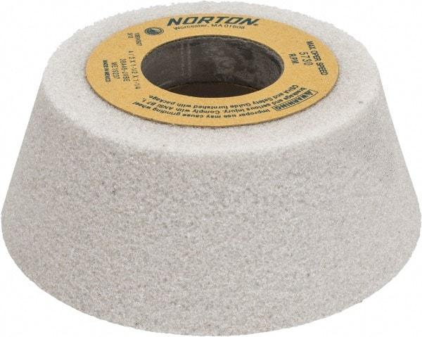 Norton - 4" Diam, 1-1/4" Hole Size, 1-1/2" Overall Thickness, 46 Grit, Type 11 Tool & Cutter Grinding Wheel - Coarse Grade, Aluminum Oxide, J Hardness, Vitrified Bond, 5,730 RPM - Best Tool & Supply