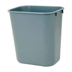 Rubbermaid - 14 Qt Gray Rectangle Trash Can - Polyethylene, 12-1/8" High x 11-3/8" Long x 8-1/4" Wide - Best Tool & Supply