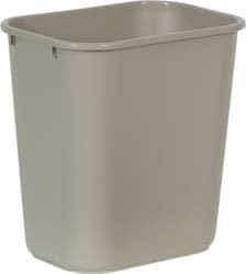 Rubbermaid - 28 Qt Beige Rectangle Trash Can - Polyethylene, 15" High x 14-3/8" Long x 10-1/4" Wide - Best Tool & Supply