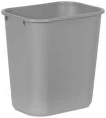 Rubbermaid - 28 Qt Gray Rectangle Trash Can - Polyethylene, 15" High x 14-3/8" Long x 10-1/4" Wide - Best Tool & Supply