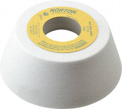 Norton - 4" Diam, 1-1/4" Hole Size, 1-1/2" Overall Thickness, 80 Grit, Type 11 Tool & Cutter Grinding Wheel - Medium Grade, Aluminum Oxide, K Hardness, Vitrified Bond, 5,730 RPM - Best Tool & Supply