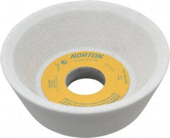 Norton - 5" Diam, 1-1/4" Hole Size, 1-3/4" Overall Thickness, 46 Grit, Type 11 Tool & Cutter Grinding Wheel - Coarse Grade, Aluminum Oxide, K Hardness, Vitrified Bond, 4,585 RPM - Best Tool & Supply