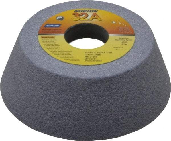 Norton - 5" Diam, 1-1/4" Hole Size, 1-3/4" Overall Thickness, 60 Grit, Type 11 Tool & Cutter Grinding Wheel - Medium Grade, Aluminum Oxide, J Hardness, Vitrified Bond, 4,585 RPM - Best Tool & Supply