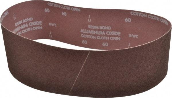 Norton - 4" Wide x 36" OAL, 60 Grit, Aluminum Oxide Abrasive Belt - Aluminum Oxide, Medium, Coated, X Weighted Cloth Backing, Series R228 - Best Tool & Supply