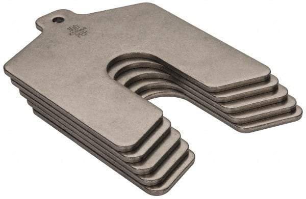 Made in USA - 5 Piece, 3 Inch Long x 3 Inch Wide x 0.1 Inch Thick, Slotted Shim Stock - Stainless Steel, 3/4 Inch Wide Slot - Best Tool & Supply