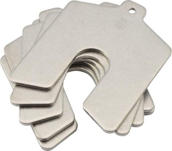 Made in USA - 5 Piece, 3 Inch Long x 3 Inch Wide x 0.125 Inch Thick, Slotted Shim Stock - Stainless Steel, 3/4 Inch Wide Slot - Best Tool & Supply