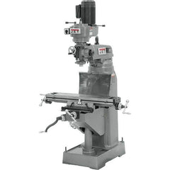 Jet - 7-7/8" Table Width x 35-3/4" Table Length, Step Pulley Control, 1 Phase Knee Milling Machine - R8 Spindle Taper, 1-1/2 hp - Best Tool & Supply