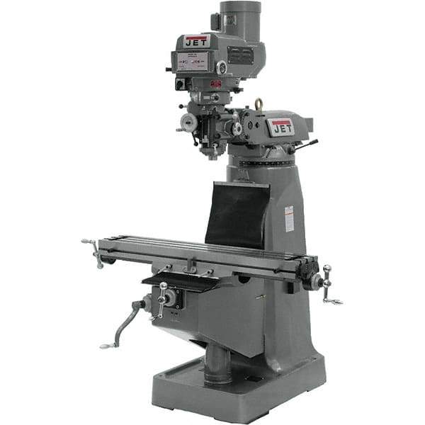 Jet - 9" Table Width x 49" Table Length, Variable Speed Pulley Control, 1 Phase Knee Milling Machine - R8 Spindle Taper, 2 hp - Best Tool & Supply