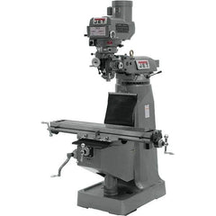 Jet - 9" Table Width x 49" Table Length, Variable Speed Pulley Control, 1 Phase Knee Milling Machine - R8 Spindle Taper, 2 hp - Best Tool & Supply