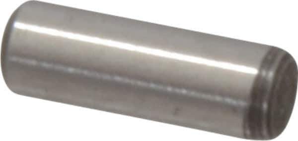 Value Collection - 1/8" Diam x 3/8" Pin Length Grade 8 Alloy Steel Standard Dowel Pin - C 50-58 Hardness, 3,200 Lb Breaking Strength, 1 Beveled & 1 Rounded End - Best Tool & Supply