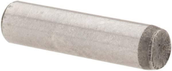 Value Collection - 1/8" Diam x 1/2" Pin Length Grade 8 Alloy Steel Standard Dowel Pin - C 50-58 Hardness, 3,200 Lb Breaking Strength, 1 Beveled & 1 Rounded End - Best Tool & Supply