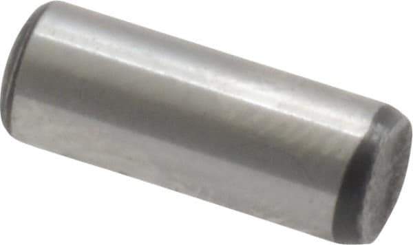 Value Collection - 3/16" Diam x 1/2" Pin Length Grade 8 Alloy Steel Standard Dowel Pin - C 50-58 Hardness, 7,200 Lb Breaking Strength, 1 Beveled & 1 Rounded End - Best Tool & Supply