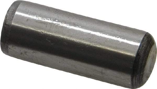 Value Collection - 1/2" Diam x 1-1/4" Pin Length Grade 8 Alloy Steel Standard Dowel Pin - C 50-58 Hardness, 51,000 Lb Breaking Strength, 1 Beveled & 1 Rounded End - Best Tool & Supply