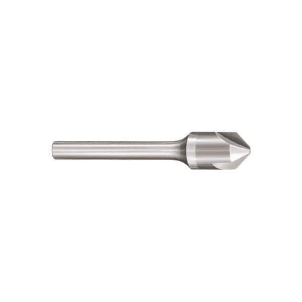 SGS - 1/4" Head Diam, 1/4" Shank Diam, 3 Flute 90° Solid Carbide Countersink - Bright Finish, 2" OAL, Single End, Straight Shank, Right Hand Cut - Best Tool & Supply