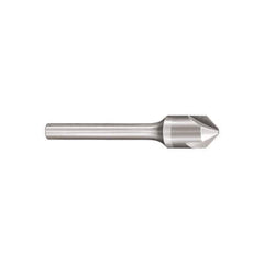 SGS - 3/8" Head Diam, 1/4" Shank Diam, 3 Flute 82° Solid Carbide Countersink - Bright Finish, 2-13/16" OAL, Single End, Straight Shank, Right Hand Cut - Best Tool & Supply