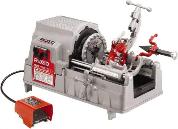 Ridgid - 1/4 to 2 Inch Pipe, 58 RPM Spindle Speed, 2 hp, Pipe Threading Machine - 5 Flute Cone Reamer, 115 Volts - Best Tool & Supply