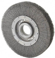 Osborn - 10" OD, 2" Arbor Hole, Crimped Steel Wheel Brush - 2" Face Width, 2-1/8" Trim Length, 0.01" Filament Diam, 3,600 RPM - Best Tool & Supply