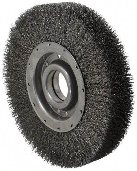 Osborn - 10" OD, 2" Arbor Hole, Crimped Steel Wheel Brush - 2" Face Width, 2-1/8" Trim Length, 0.014" Filament Diam, 3,600 RPM - Best Tool & Supply