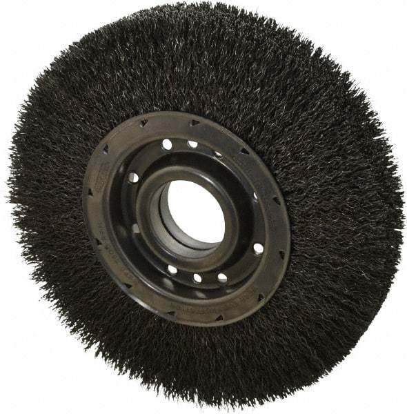 Osborn - 10" OD, 2" Arbor Hole, Crimped Steel Wheel Brush - 2" Face Width, 2-1/8" Trim Length, 0.02" Filament Diam, 3,600 RPM - Best Tool & Supply