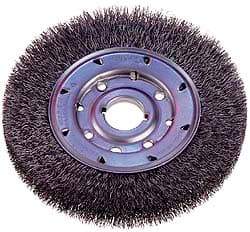 Osborn - 14" OD, 2" Arbor Hole, Crimped Nylon Wheel Brush - 1" Face Width, 2-1/8" Trim Length, 2,400 RPM - Best Tool & Supply